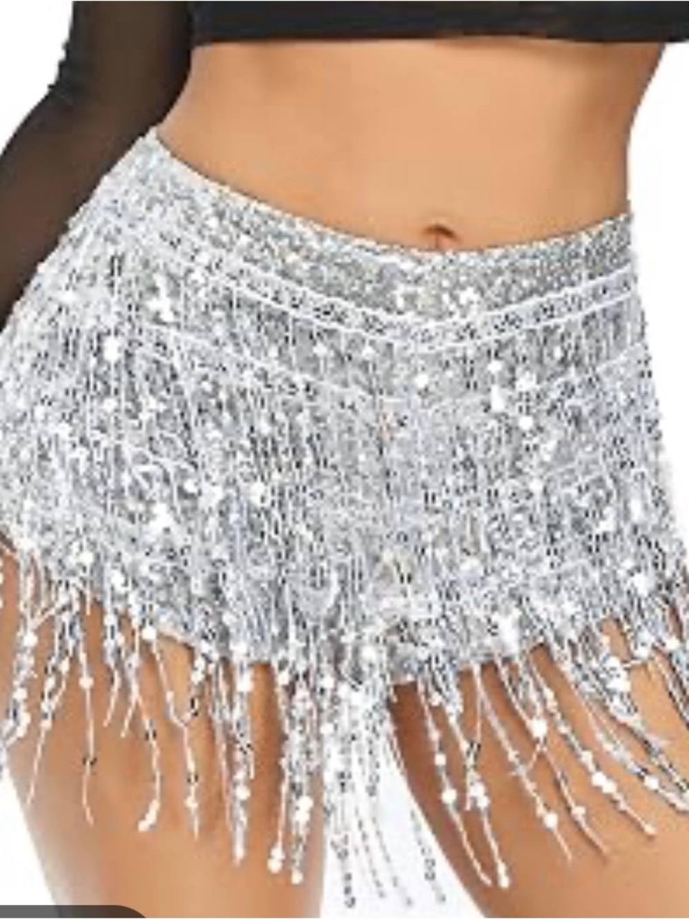 Silver Sequin Tassel Rave Shorts